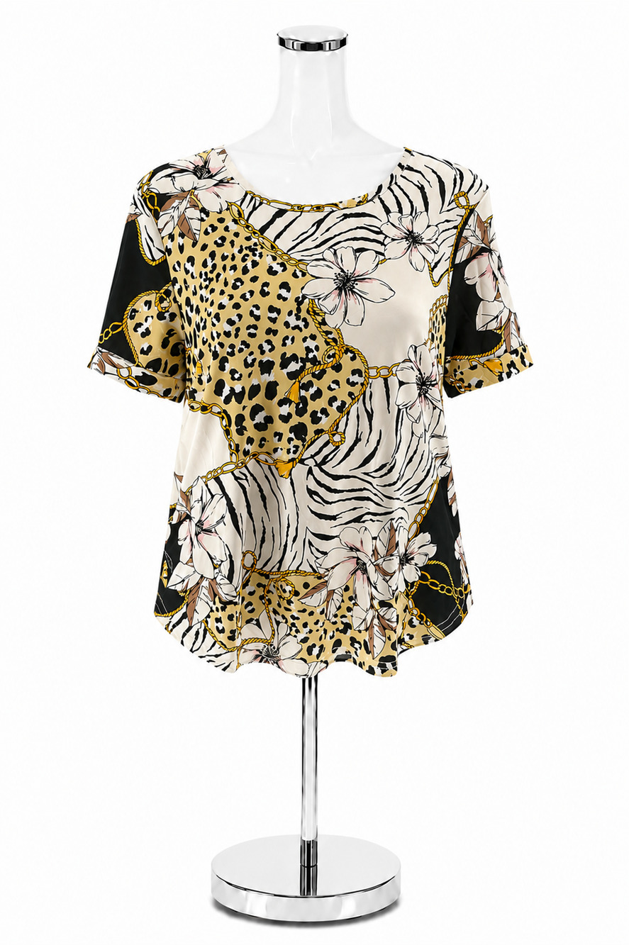 Roommates Mixed Animal & Floral Print Top | Size Medium